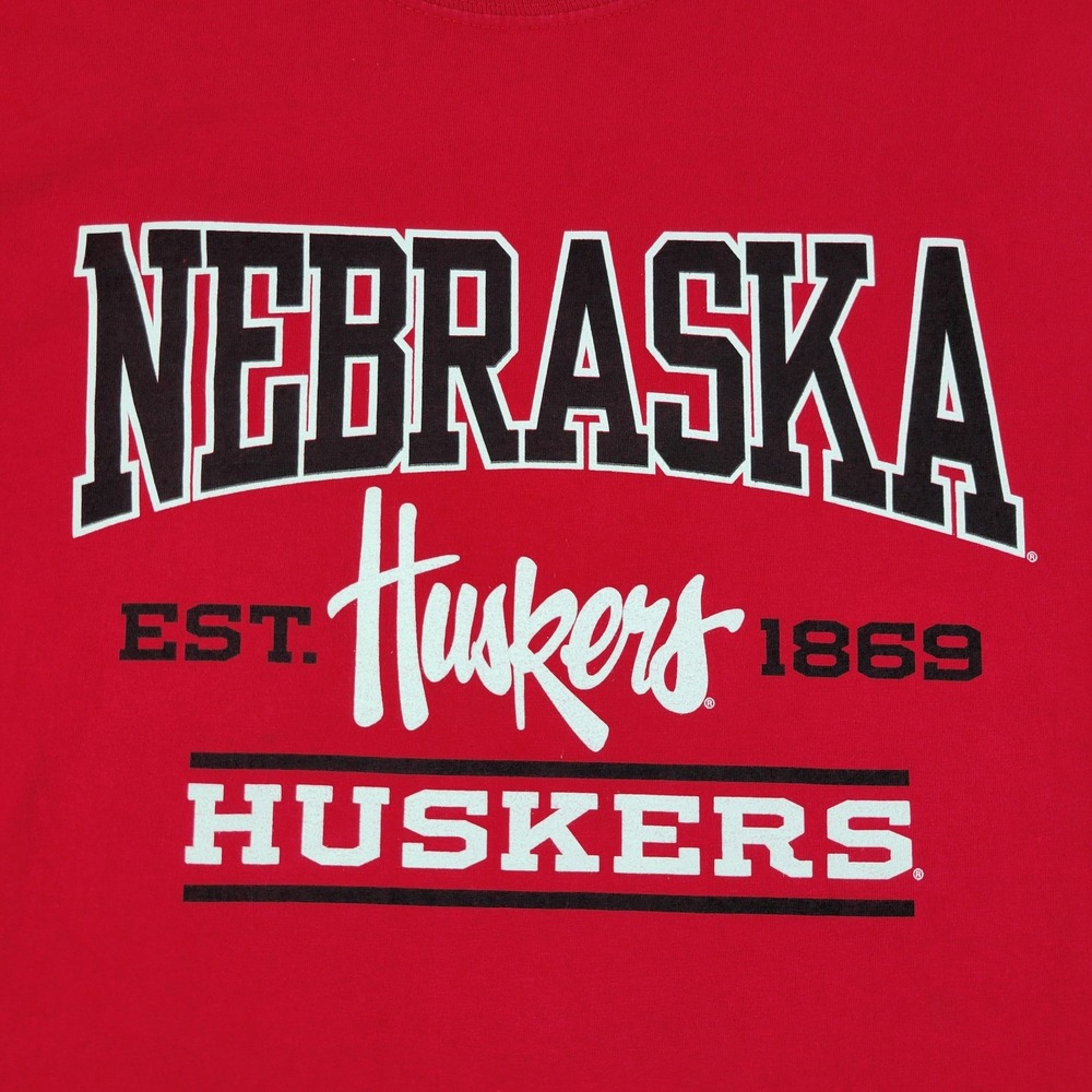 Nebraska Cornhuskers Shirt Long Sleeve Mens XL Red NCAA Football Huskers Hanes